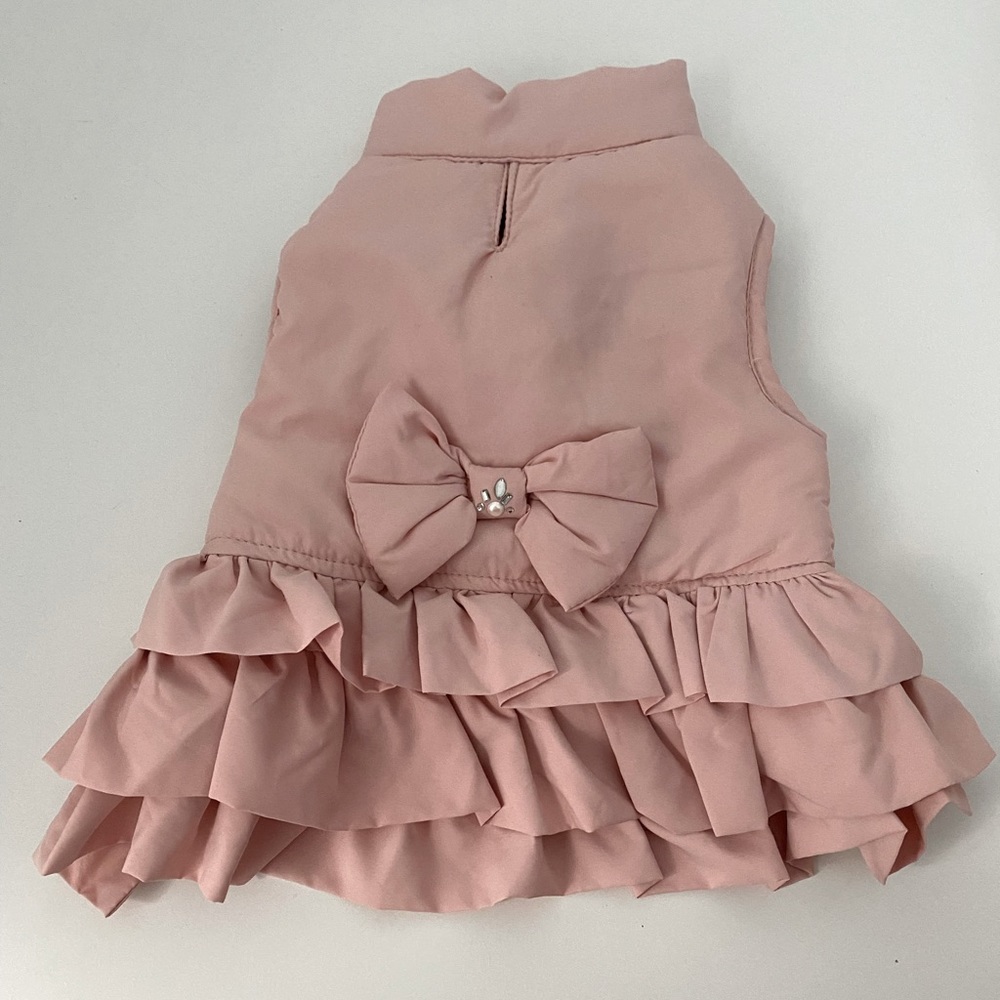 Pink Ruffled Quilted Dog Coat